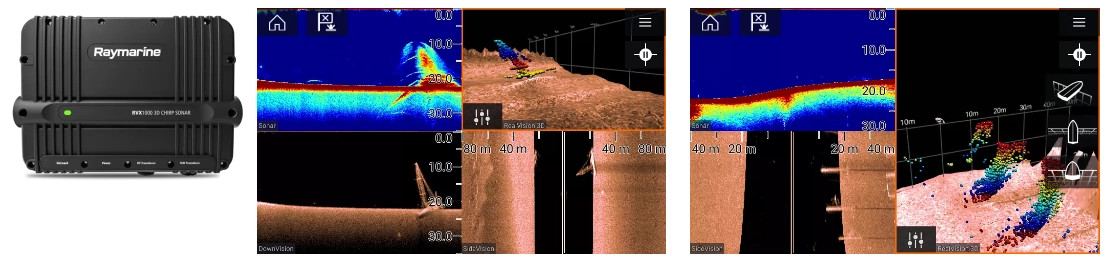 RVX1000 Ray Marine - Modulo ecoscandaglio CHIRP da 1 KW con RealVision 3D, con DownVision, SideVision, ed ecoscandaglio High CHIRP.