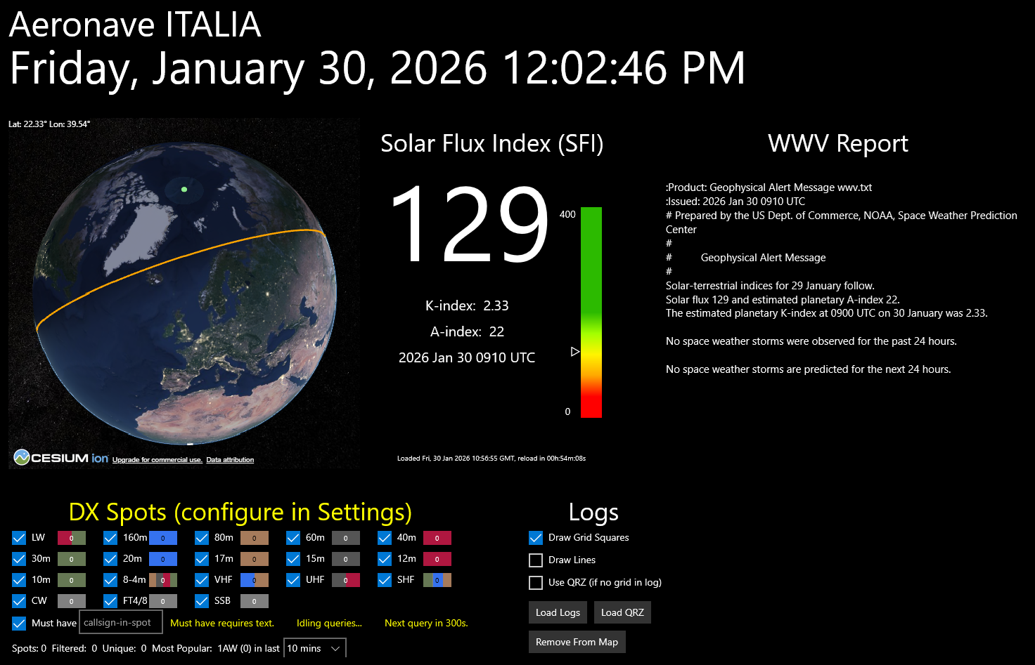 Schermata del Software HAM Clock