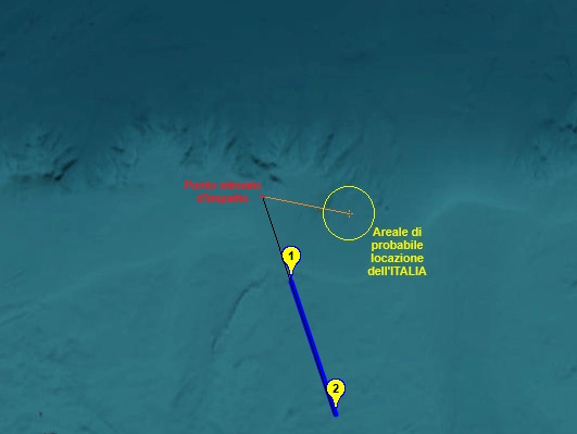 Punto d'impatto del Dirigibile ITALIA & areale del relitto