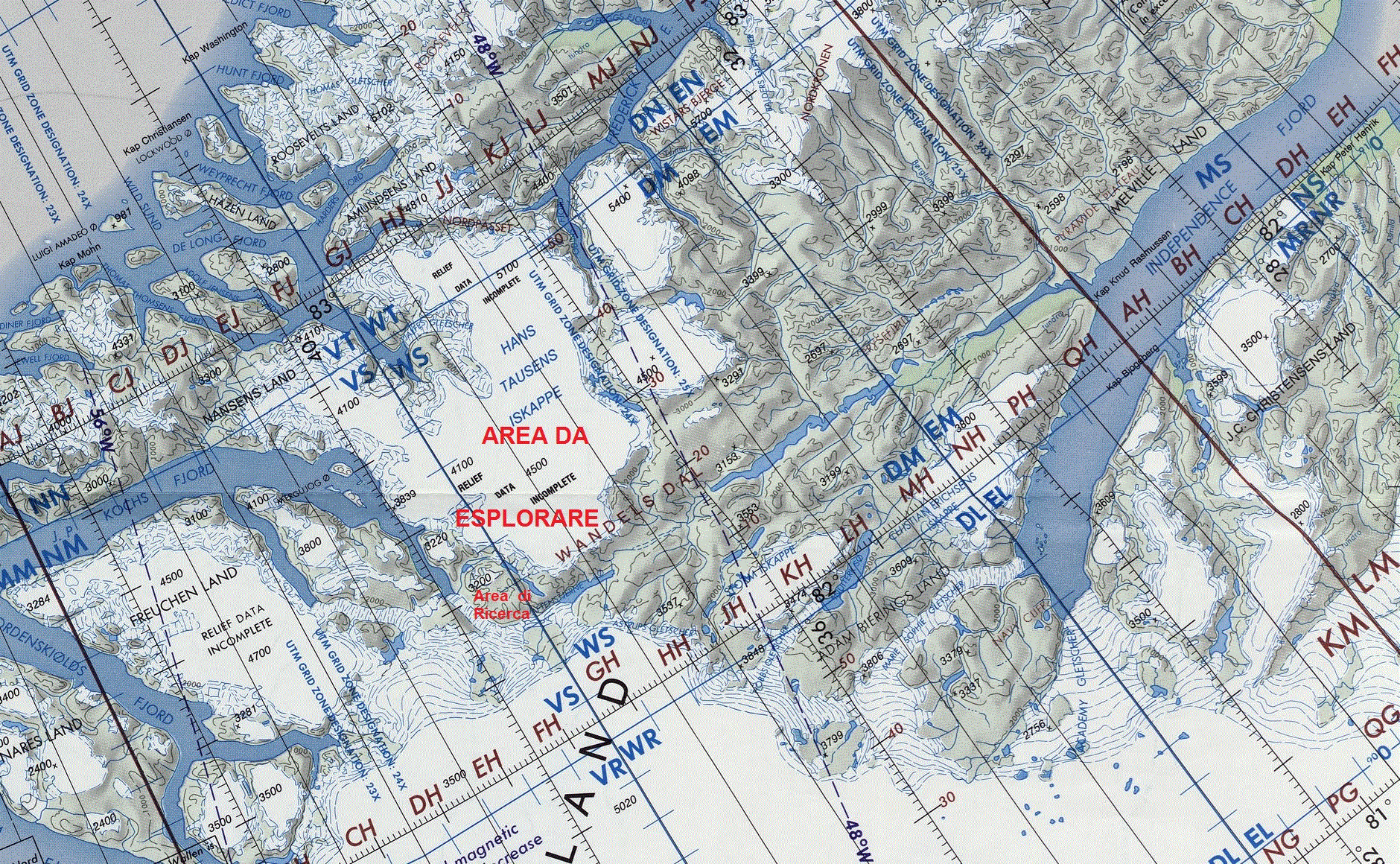 Area di esplorazione & area delle ricerche scientifiche.