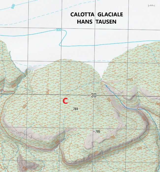 Areale ipsometrico del punto C di sbarco.