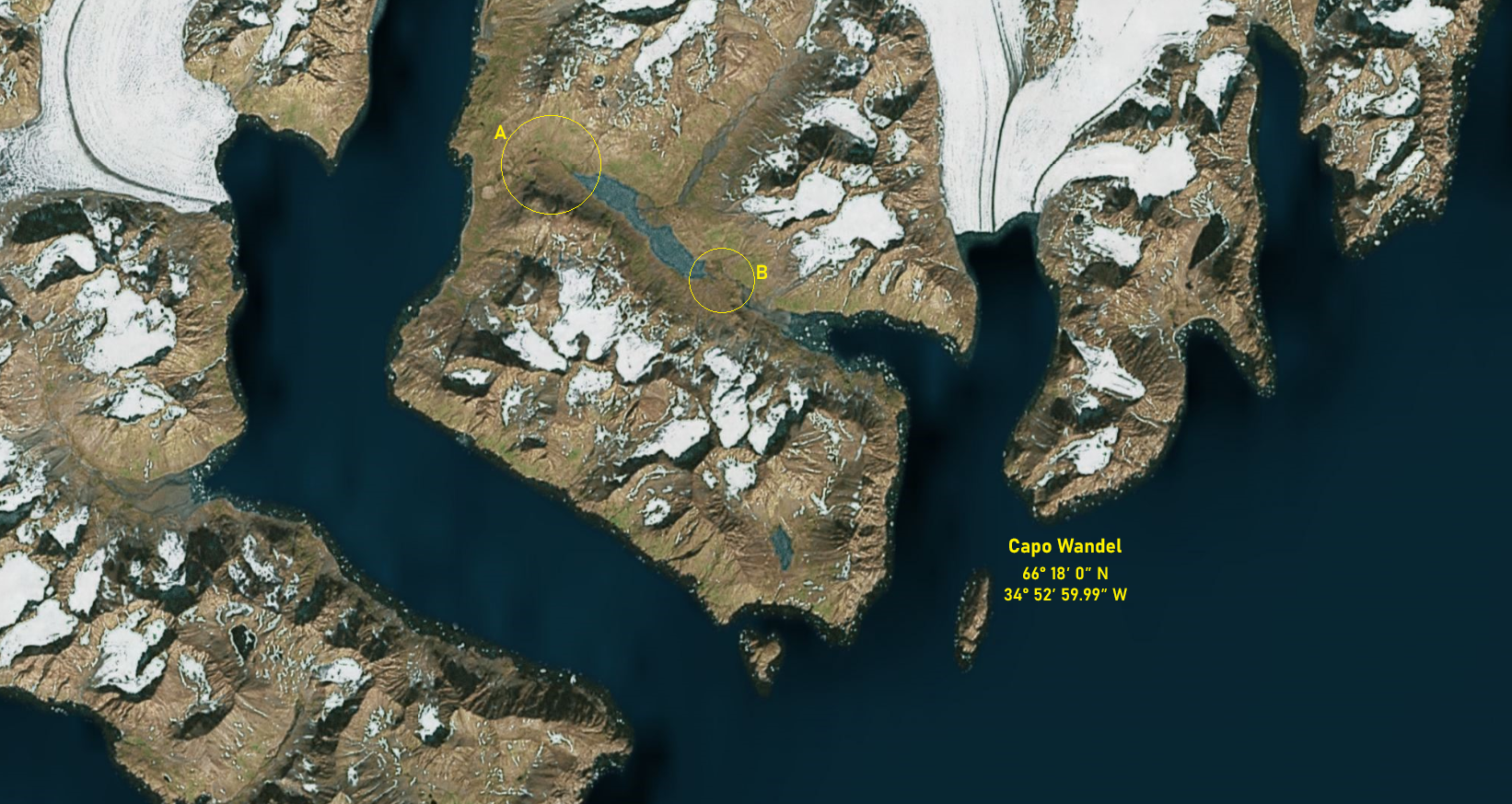Areali di sbarco presso Capo Wandel