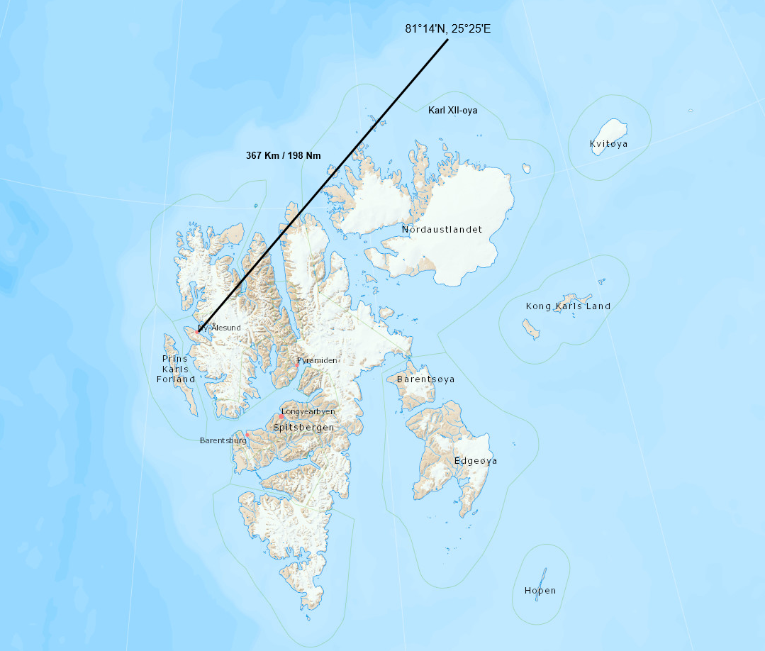 Prima posizione misurata dai naufraghi del Dirigibile ITALIA.